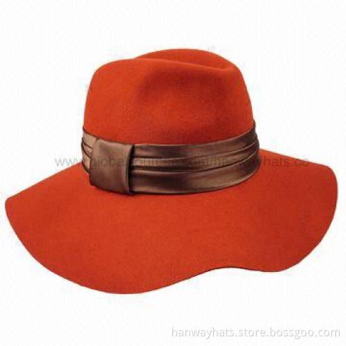Ladies' Felt Hat with Pleated Satin Band and Loop Trim